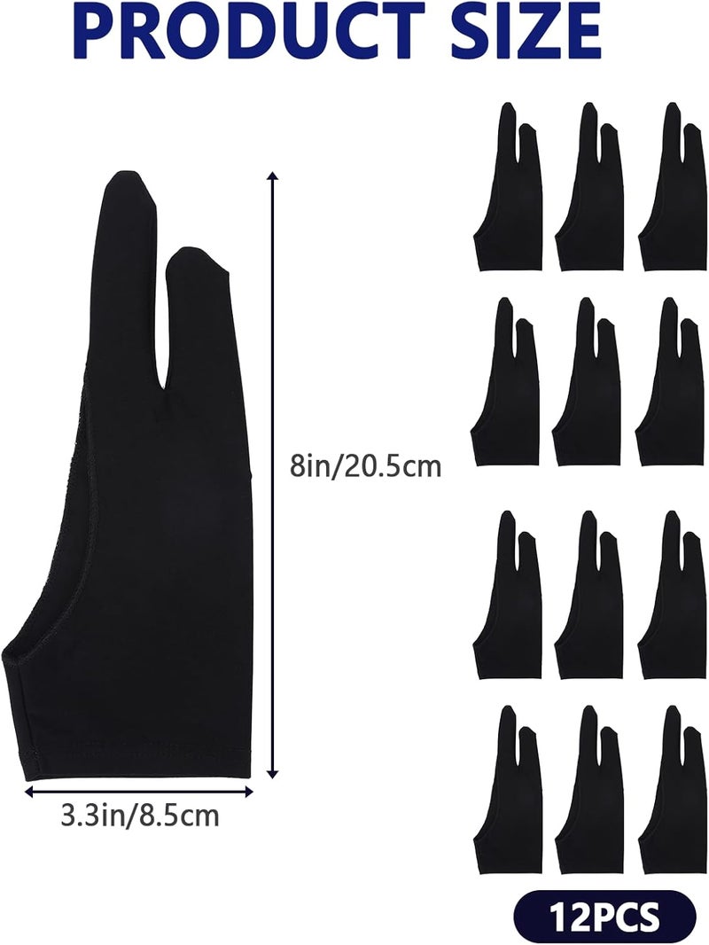 YONHTUTU 12 Pcs Artist Glove for Drawing Tablet, Drawing Glove Right Hand Left Hand for Digital Art Fingers Paper Sketching - Image 3